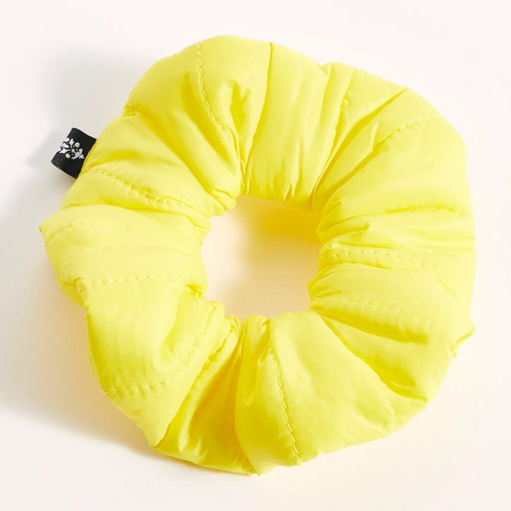 Free People Puffy Scrunchie in Bright Yellow